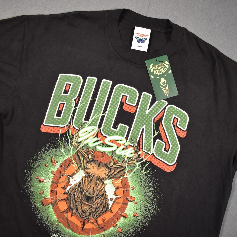 Milwaukee Bucks X Unfinished Legacy NWT Bucks In Six SS Black Tee Large